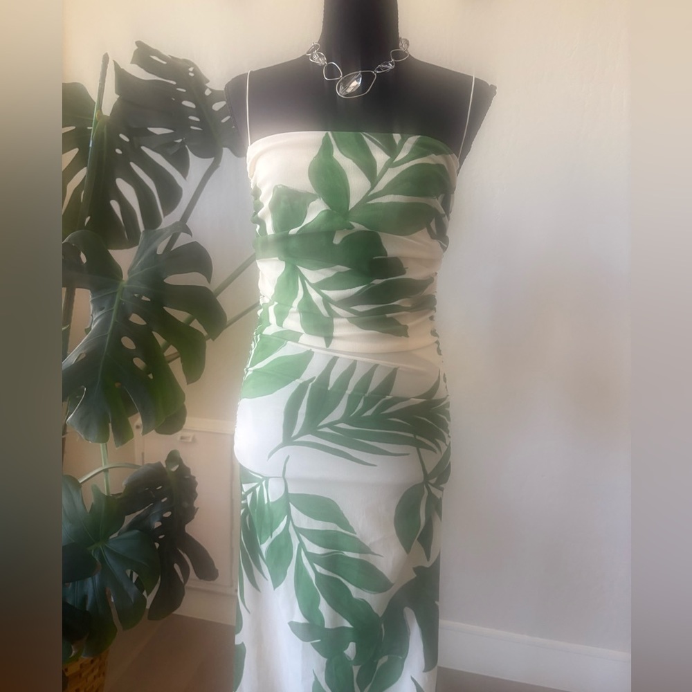 H&M Dress with Green Leaf Pattern